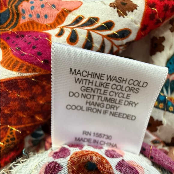 Jane & Delancey Women's Red Orange Floral Cottagecore Pullover V Neck Top Size M - Picture 5 of 11